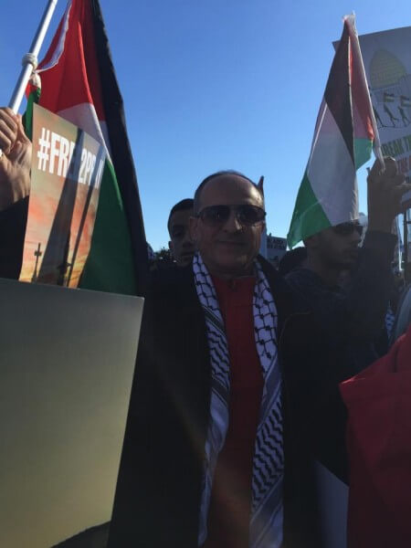 Dr. Atiyeh Salem, one of 15,000 protestors at a demonstration demanding an end to the Israeli occupation of Palestine -- Sunday (Oct. 18, 2015) in Chicago