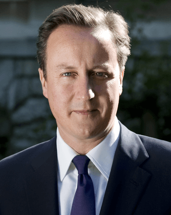 English: David Cameron's picture on the 10 Dow...