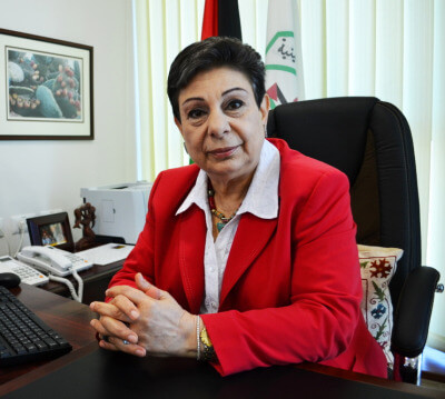 Hanan Ashrawi, to receive the 2014 HCEF Path of Peace Award fromt he Holy Land Christian Ecumenical Foundation at its annual banquet Oct. 17