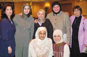 Tayyibah Taylor (front row, left) with several American Arab activists from the Chicago area 2002
