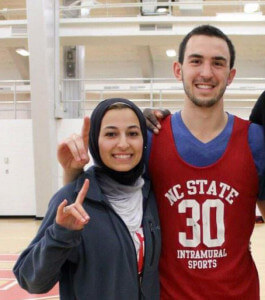 Deah Shaddy Barakat and his wife Yusor at a recent UNC Basketball game. (From Barakat's Facebook Page)