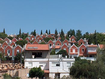 Illegal Israeli settlement of Ariel, a hotbed of fanaticism and hate. The land was taken from Christians and Muslims who owned land and homes and was used to build homes and farms for Jews only in the Israeli occupied territories. Photo courtesy of Maan News