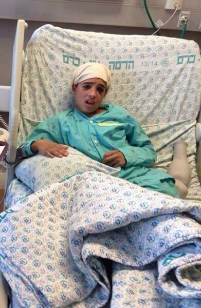 Ahmad Manasra in a hospital recovering from Israeli brutality