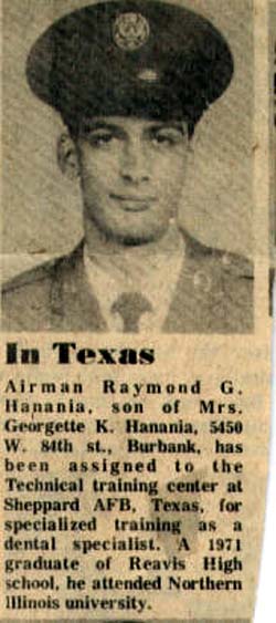 Newspaper announcement of Ray Hanania's military service 1973