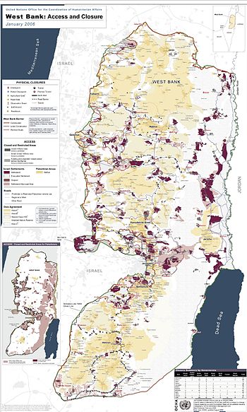 English: Detailed map of Israeli settlements o...