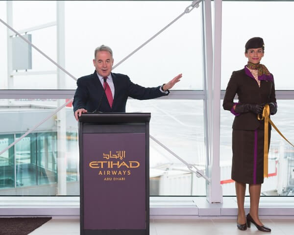 Etihad Airways President and Chief Executive Officer James Hogan at the official opening of the airline&apos;s new premium First and Business Class Lounge at New York&apos;s John F. Kennedy International Airport. (PRNewsFoto/Etihad Airways)