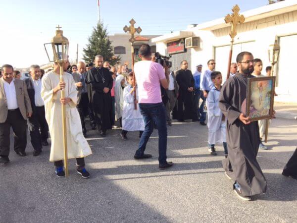 The Ecumenical procession of the Miracle of the Holy Fire reaching Taybeh on holy Saturday