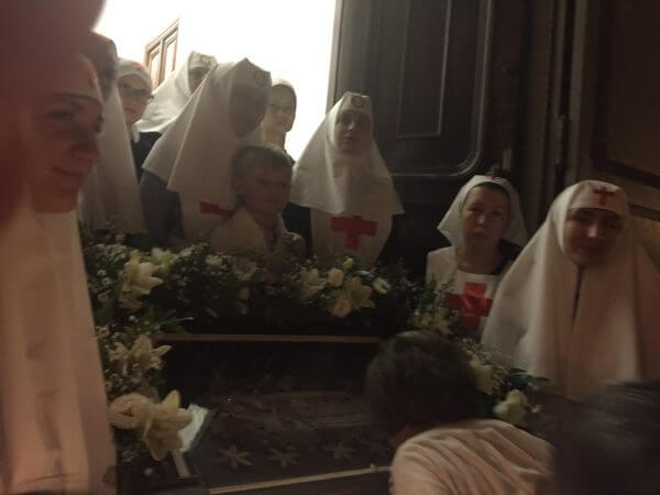 The beautiful procession held annually three days before the Feast of the Dormition of the Holy Mother of God (on Old Julian Calandar) includes many pilgrims from around the world chanting in Greek, Arabic & Russian. Photo courtesy of Maria Khoury