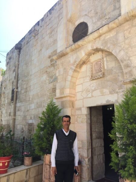 Outside The main altar of St. George Church in Burqin, Palestine near Jenin. Photo courtesy of Dr. Maria Khoury.