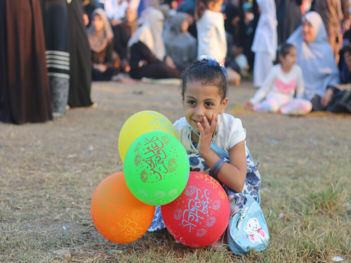 Children join in the celebration of Eid al Adha prayers in Saraya Square in Gaza City in the Gaza Strip. Photos by Ahmad Hasaballah