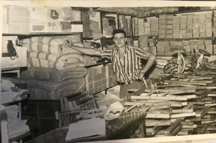 Palestinian Issa Kronfel standing in his store in Maracay Venezuela in the 1960s. Photo courtesy of Ray Hanania