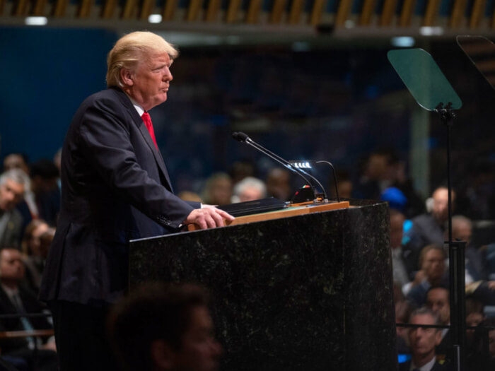President Trump at UN Sept 25 2018. Photo courtesy of the United Nations