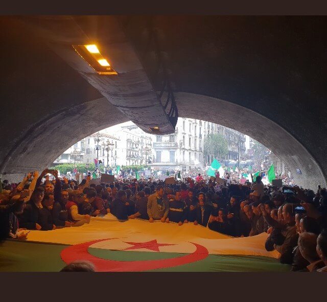 Algerians gather. Photo courtesy posted by Ali Mela h tunnel des Facultés Algiers