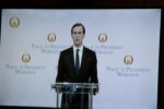 Jared Kushner addressing the Peace to Prosperity Conference, providing details for a strategy to empower Palestinians as a part of a planned political solution with Israel. Photo courtesy of Ray Hanania