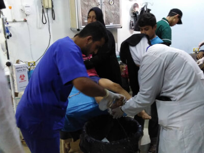 SAMS doctors work on victims injured in air strikes July 21, 2019