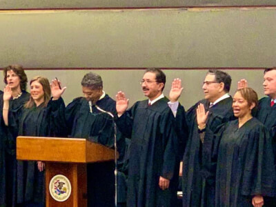 Rouhy Shalabi swoon in as an Associate Judge in the Circuit Court of Cook County on Monday Jan. 6, 2020. Photo courtesy of Dave Shalabi.