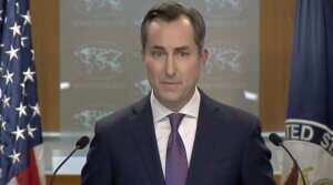 U.S. State Department spokesman Matt Miller, from the U.S. State Department video link