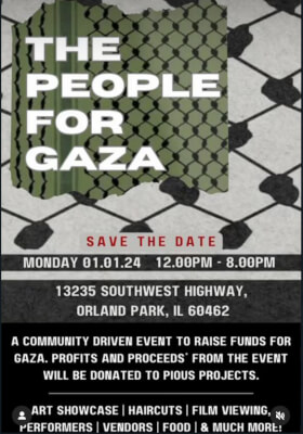 People for Gaza hosts fundraiser in Orland Park, Illinois Jan. 1, 2024