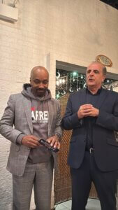 John Harrell and Mohammed Abdullah address supporters at a fundraiser rally at M'Dakhan Restaurant in Bridgeview Feb. 12, 2026