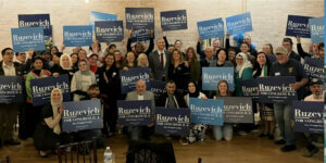 Ruzevich rallies with supporters in March 17, 2026 Democratic Primary election for the 6th Congressional DIstrict. https://www.joey4congress.com/
