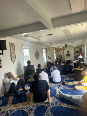Inside the new permanent Prayer Center for Drivers at O'Hare Airport Staging Area in Des Plaines