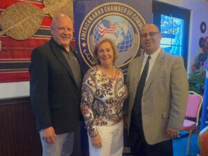 Orland Park Mayor Jim Dodge, Former Cook County Board Commissioner Liz Gorman, and Arab Chamber President Hassan Nijem